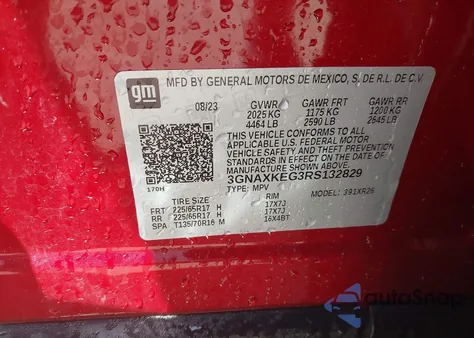 2024 Chevrolet Equinox Fwd Lt z USA, uszkodzony, nr VIN 3GNAXKEG3RS132829